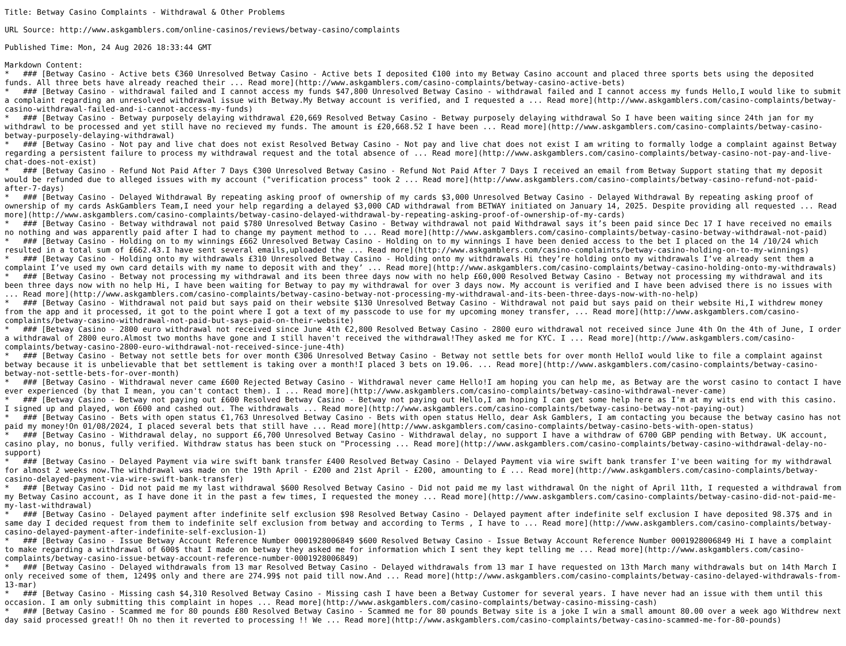 Capture identifying the Betway complaint-list location